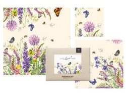 Bio-Bienenwachstuch-Set mit dem Motiv „Blumenwiese und Schmetterlinge”