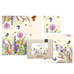 Bio-Bienenwachstuch-Set mit dem Motiv „Blumenwiese und Schmetterlinge”