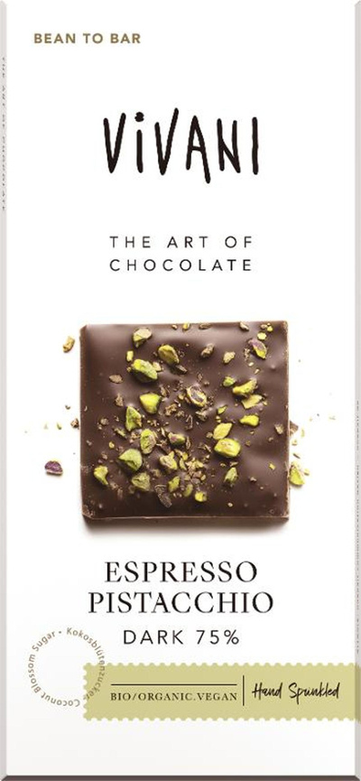 Produktfoto zu Schokolade Espresso Pistacchio Dark 80g