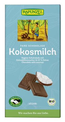 Produktfoto zu Schokolade Kokosmilch 80g Rapunzel Hand in Hand