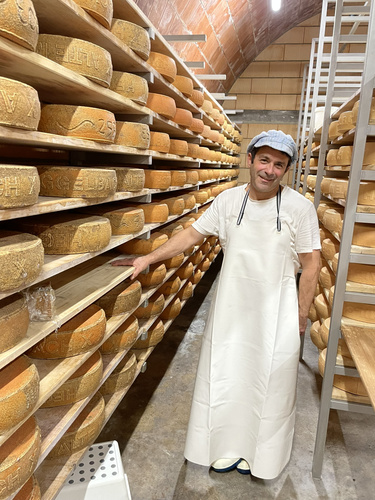 Käsemeister vor Käselaiben