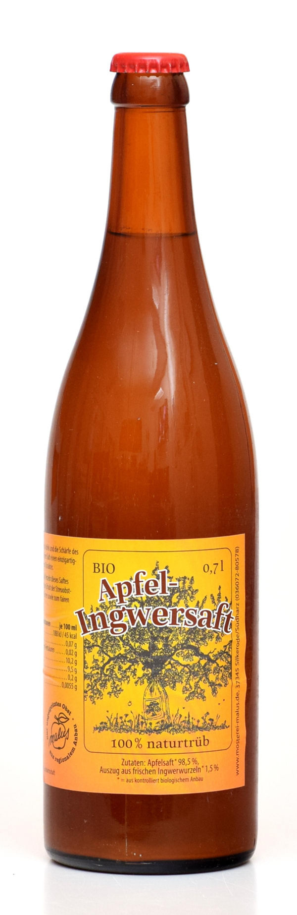 Produktfoto zu Apfel-Ingwer-Saft 0,7l Flasche