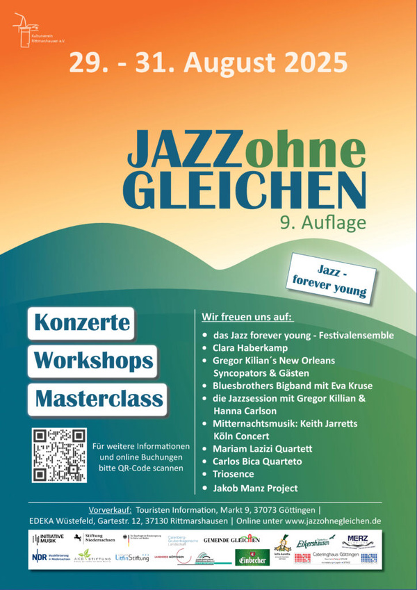 KI generiert: Jazzfestival „JAZZ ohne GLEICHEN“ vom 29.–31. August 2025 mit Konzerten, Workshops, Masterclass; „Jazz - forever young“.