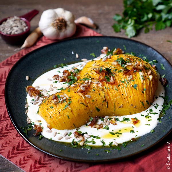 Fächer Butternut auf Ziegenkäse