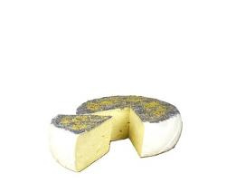 Produktfoto zu cremiger Weißschimmel-Tomme mit buntem Blütentopping