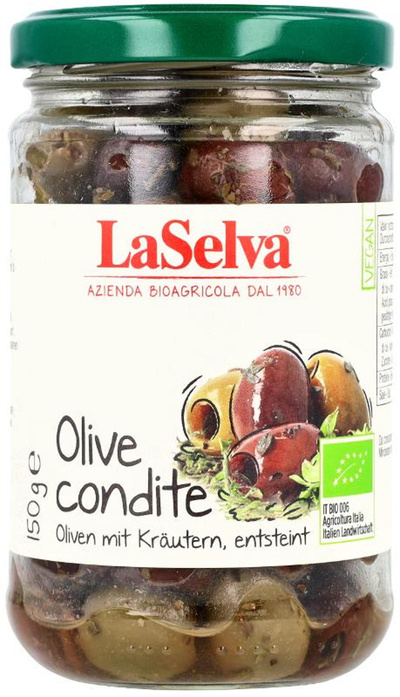 Produktfoto zu Olivenmix mit Kräutern, entsteint 150g