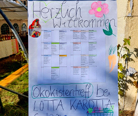 Willkommensboard Ökokisten Treffen Lotta Karotta