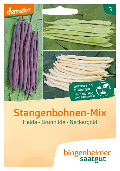 Produktfoto zu Stangenbohnen Saatgutmischung in gelb, lila und grün