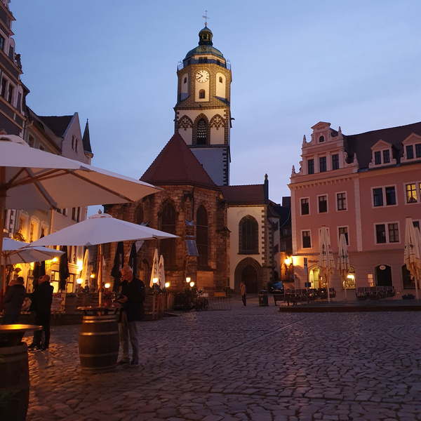 Innenstadt von Meißen im Abendlicht