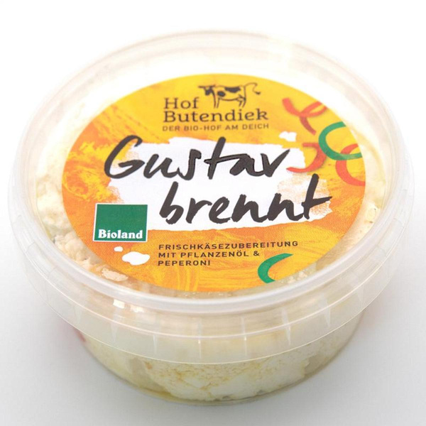 Produktfoto zu Frischkäse Gustav brennt