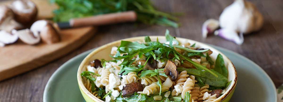 Rukola-Pasta mit Pilzen
