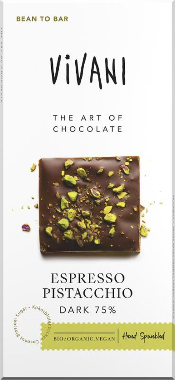 Produktfoto zu Schokolade Espresso Pistacchio Dark 80g