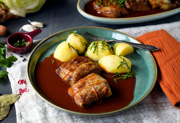 Kohlrouladen mit Linsen