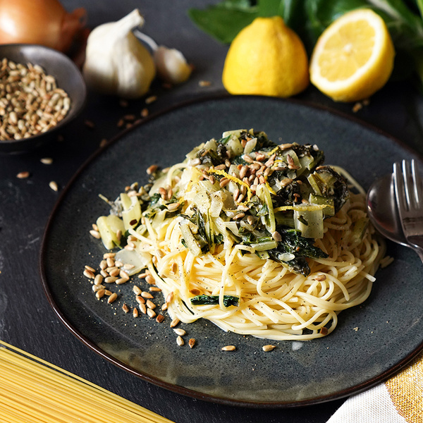 Mangold Pasta mit Zitrone