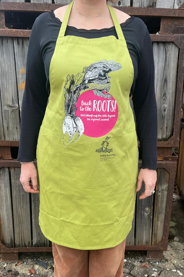 Produktfoto zu Küchenschürze limegrün mit Siebdruck