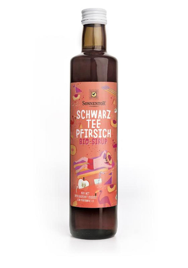 Produktfoto zu Schwarztee-Pfirsich Eistee Sirup 0,5l