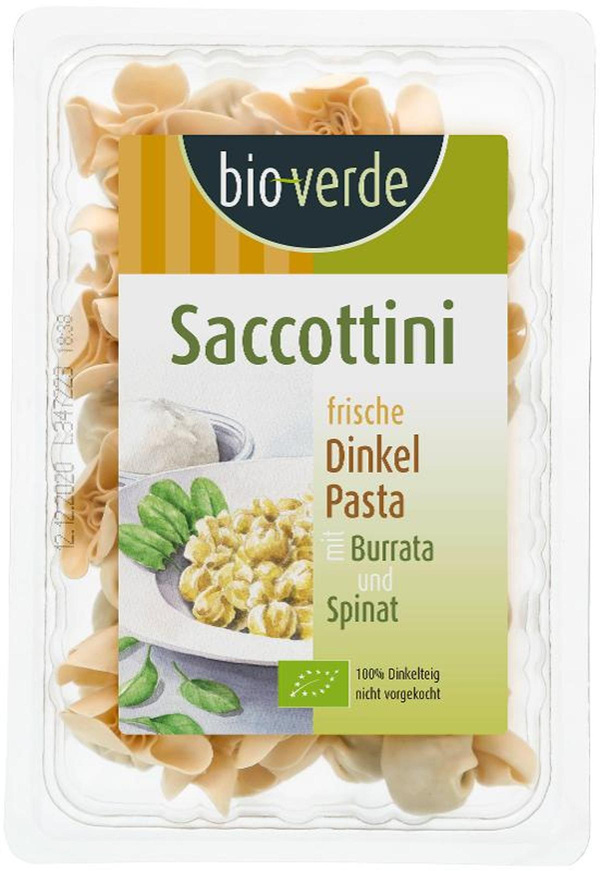 Produktfoto zu Dinkel Saccottini Burrata und Spinat