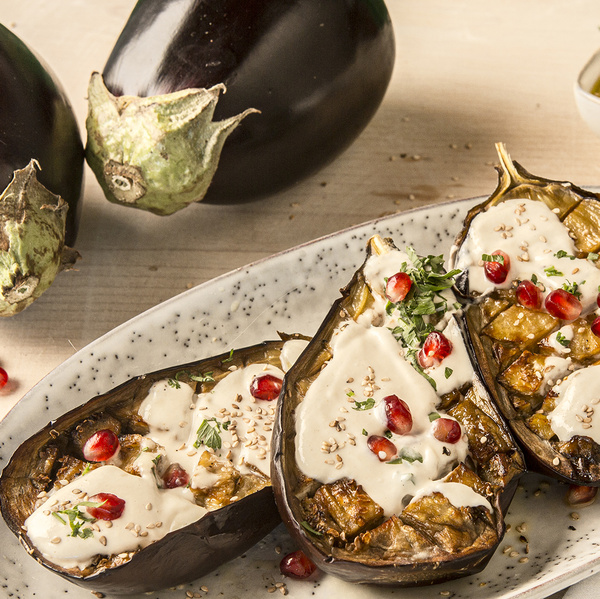 Geröstete Auberginen mit Tahini