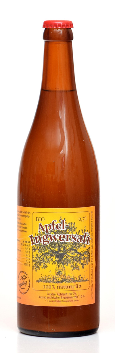 Produktfoto zu Apfel-Ingwer-Saft 0,7l Flasche